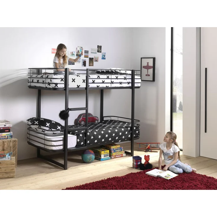 Etagenbett Karolin 205x99x166 Hochbett Metall Schwarz – Bild 4