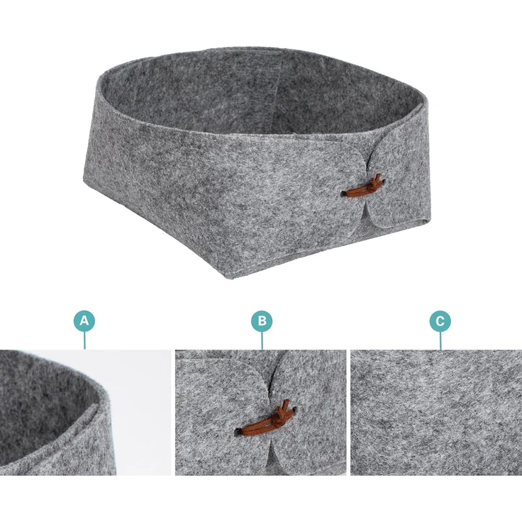 Libaro Badorganizer Aufbewahrungsbox stapelbar Ordnungsboxen Aufbewahrungskorb Stoff grau (3er-Set), Aufbewahrung Deko Ordnungsboxen Aufbewahrungskorb Filz – Bild 5