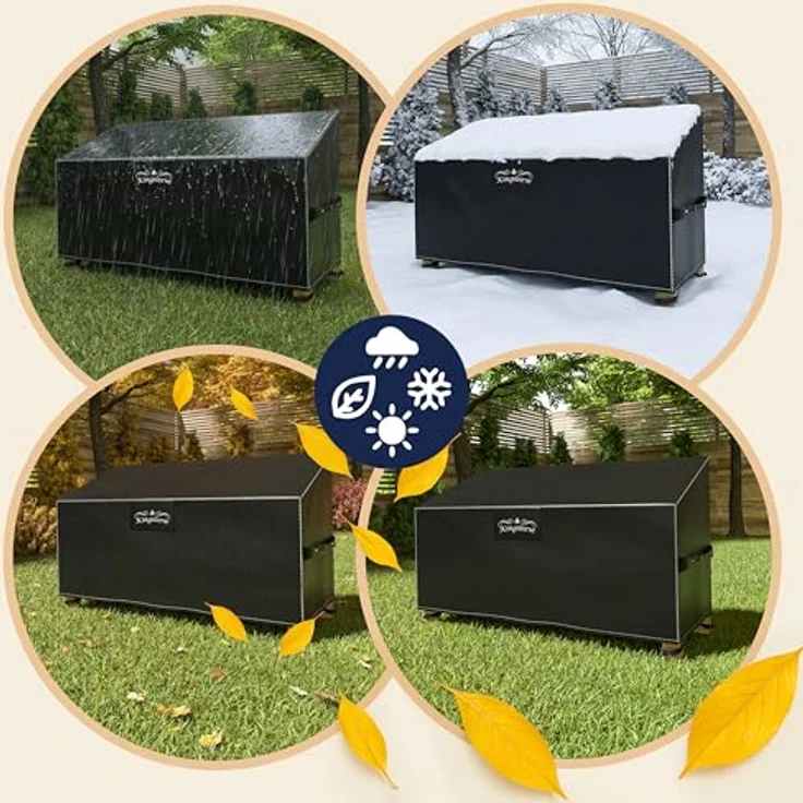 Kingsleeve Gartenmöbel-Schutzhülle, Wasserdicht und Winterfest, Abdeckplane für Gartenbank 134x66xH63/89 cm, reißfest und UV-beständig mit Belüftungsöffnung – Bild 7