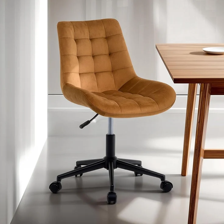 IDIMEX Drehstuhl ALISON, Bürostuhl Schreibtischstuhl höhenverstellbar modern mit Rollen gold – Bild 1