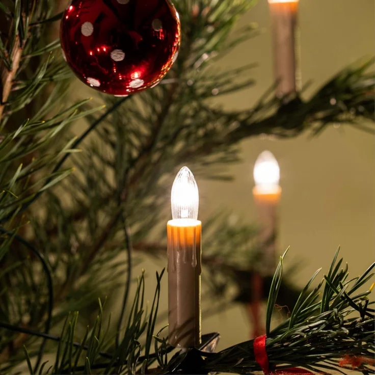 hellum Ersatz-Kerzen für Schwibbogen, 25 Stück 34V 3W Riffelkerze für Weihnachtsbaum Kerzen Lichterketten innen mit 7 Brennstellen, Birnen für Lichterbogen E10/ 34V/ 3W/ 22 Lumen 919110 – Bild 6