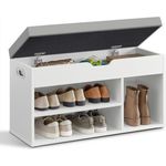 Vasagle Schuhbank mit Sitzfläche, Holzspanplatte, 30 x 80 x 44 cm, wolkenweiß