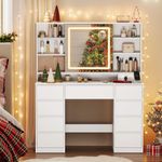 Vasagle 'Kailyn' Kollektion Schminktisch mit Spiegel und LED-Leuchten, MDF wolkenweiß, 40 x 110 x 141,5 cm