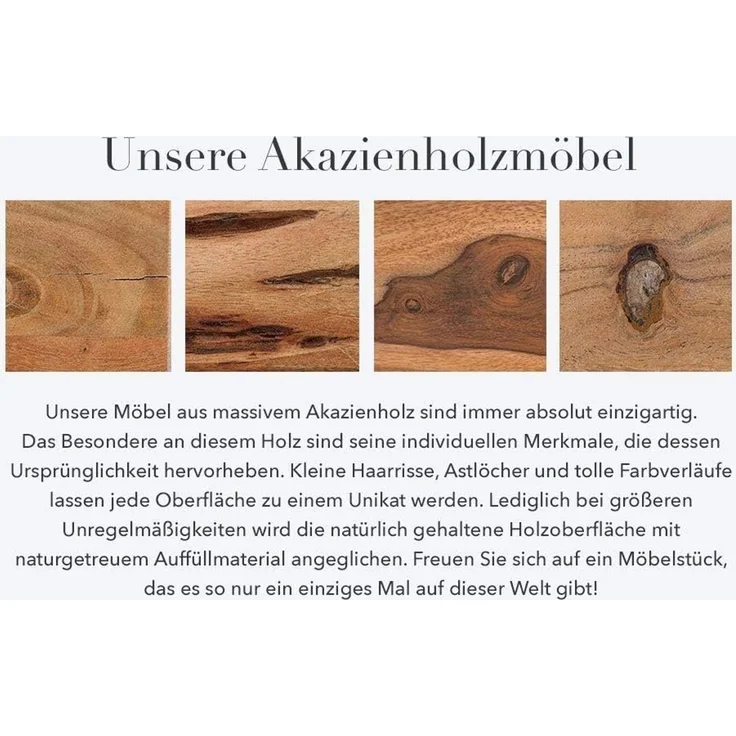 riess-ambiente Lowboard MYSTIC LIVING 140cm natur, Massivholz · TV-Schrank · Akazie · Wohnzimmer · Retro – Bild 6