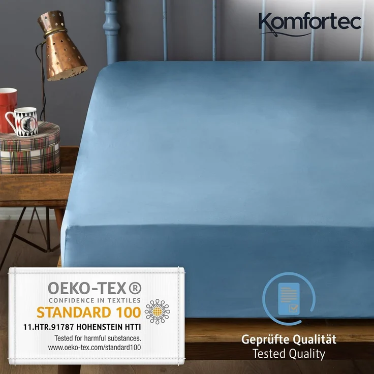 Komfortec 2er Pack Jersey Spannbettlaken 140x200 cm, 100% Baumwolle, Doppelpack Spannbettuch – Bild 7