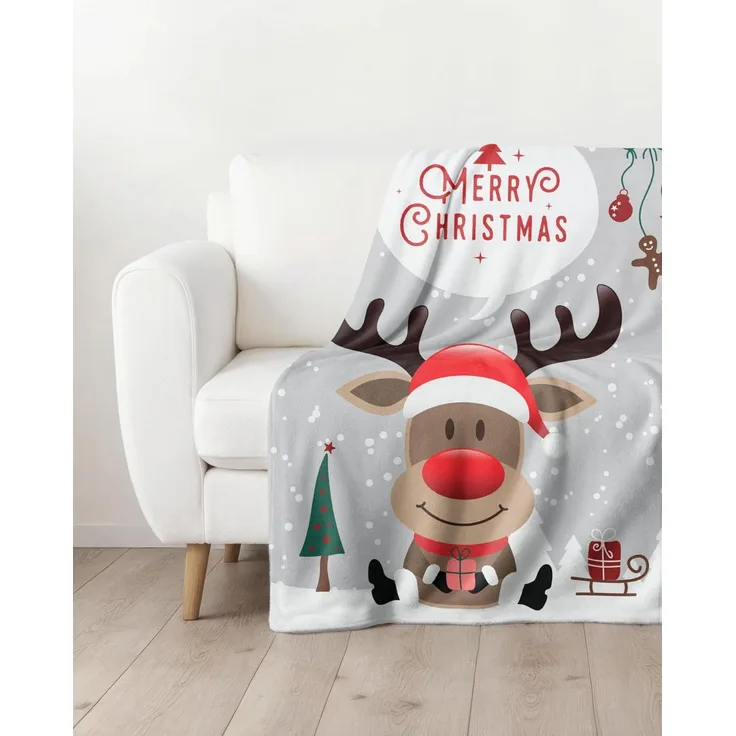 Wohndecke Merry Christmas flauschig 150x200 cm, Geschenk für Frauen und Männer, MTOnlinehandel, Sofa Decke, weich und kuschelig