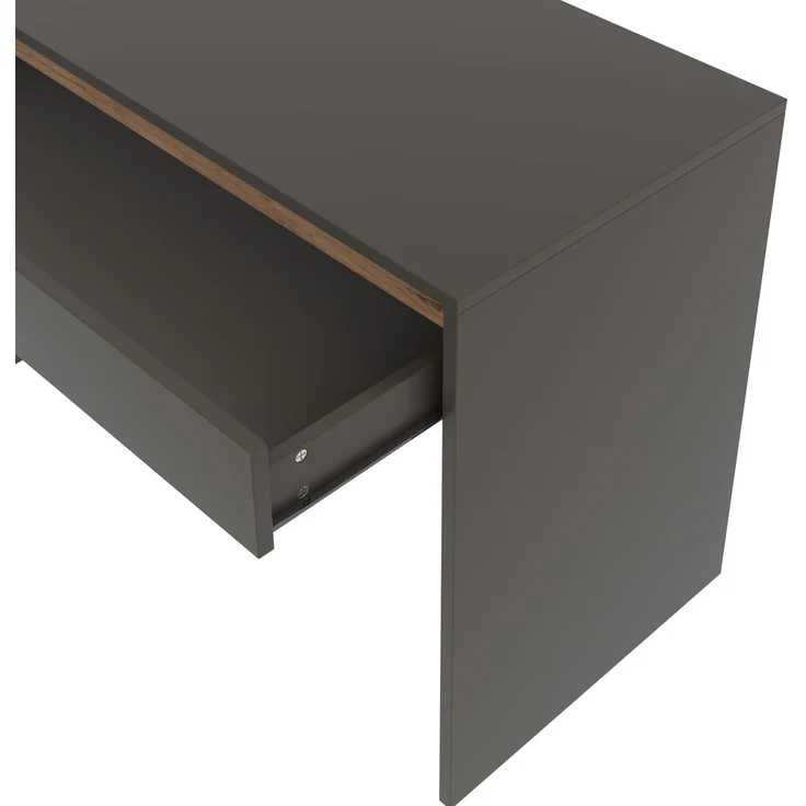 Schreibtisch mit 5 Schubladen, MDF, 140x50x78 cm, Grau mit Eiche-Optik – Bild 9
