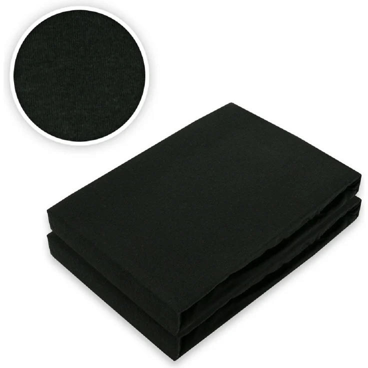 Doppelpack Jersey Spannbettlaken Premium Schwarz 180 - 200 x 200 cm – Bild 2