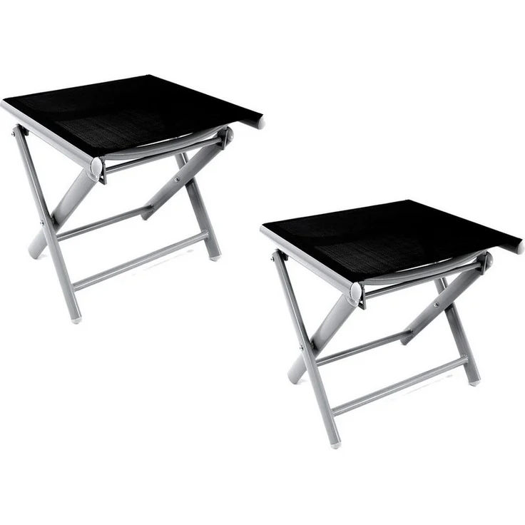 2'er Set Garten Klapphocker / Fußhocker Aluminium - Textilen – Bild 1