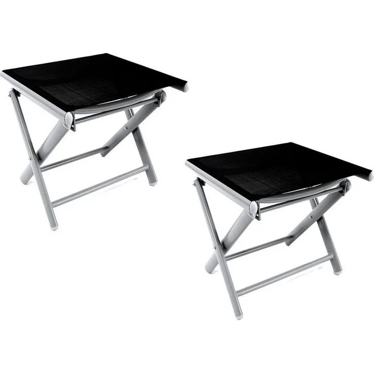 2'er Set Garten Klapphocker / Fußhocker Aluminium - Textilen