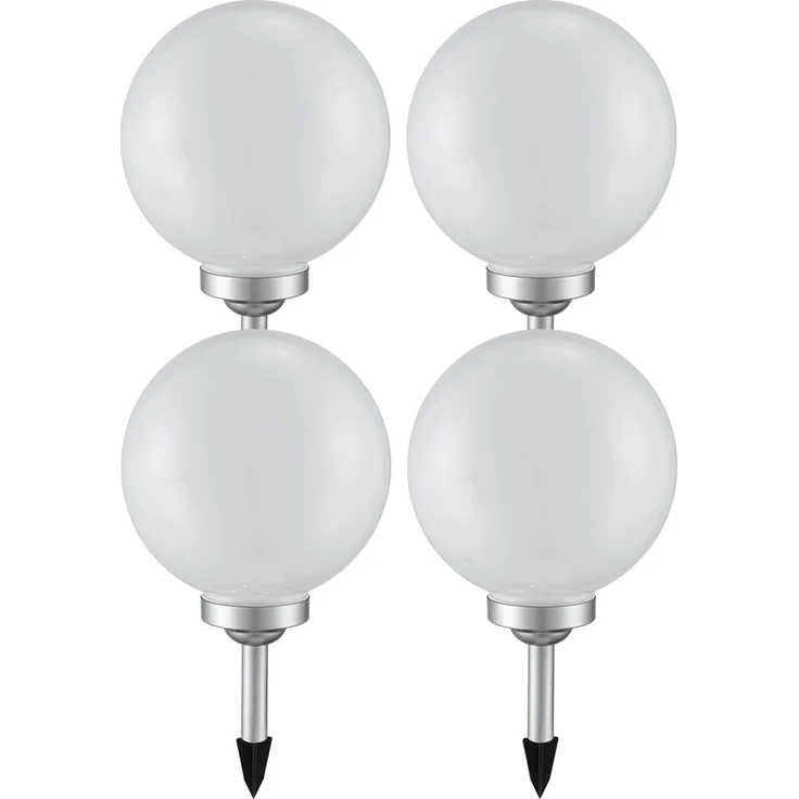 4er Set LED Solarleuchte, Kugel weiß, H 65 cm – Bild 1