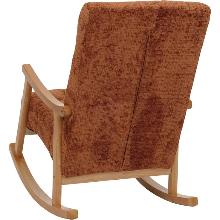 Schaukelstuhl HWC-K10, Relaxsessel, Holz FSC® Stoff/Textil Chenille (465g/m²) ~ terrakotta, Gestell natur – Bild 6