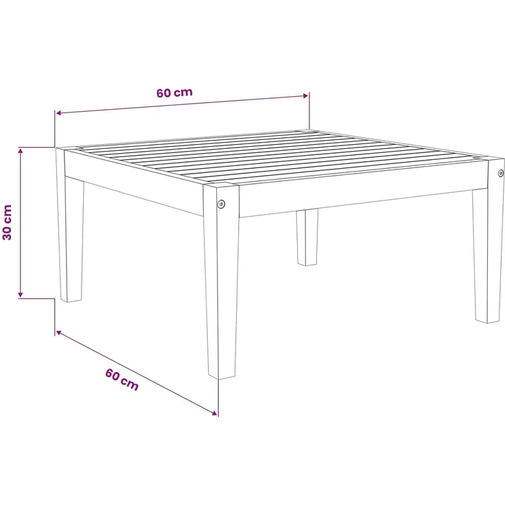 vidaXL Gartentisch Massivholz Akazie Natur 60 x 60 x 30 cm 3407791 – Bild 6