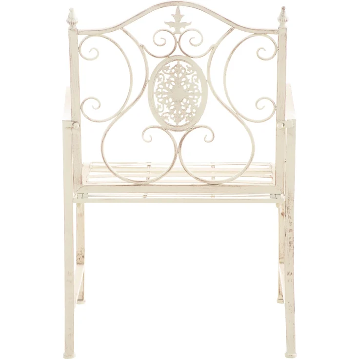 2er Set Gartenstühle AUSTIN - Metall Antik-creme 62x53x94 cm | Gartenstuhl Metall Terrassenstuhl Antik Verzierung Stühle Garten Balkon – Bild 7