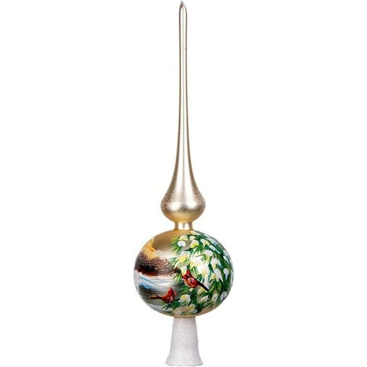 IMPULS Christbaumspitze, Christbaumspitze Glas mit Winterlandschaft Motiv 35cm champagner – Bild 2