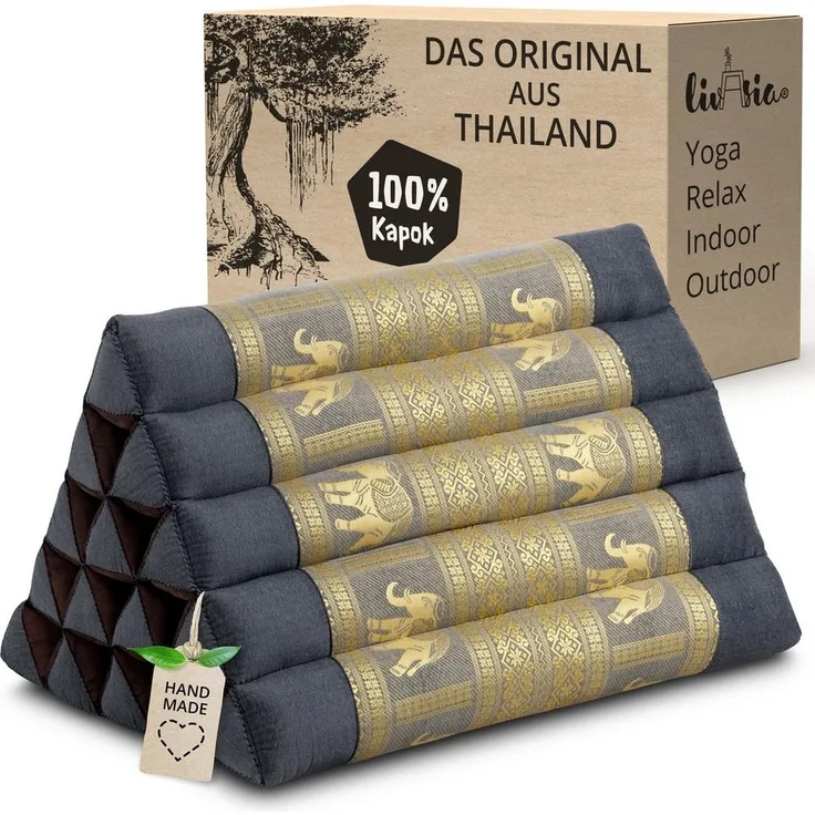 livasia Keilkissen Dreieckskissen hoch (Deluxe) vegan und handgefertigt, 38x55x34cm, Kapok