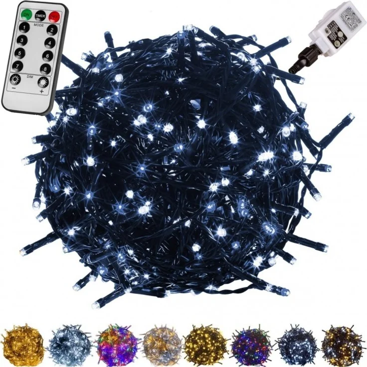 VOLTRONIC® LED Lichterkette, innen und außen, IP44, Modell- und Farbwahl, 100 LEDs, kaltweiß, Fernbedienung – Bild 6