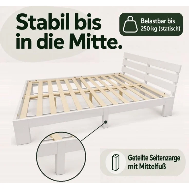 Relaxdays Bett Massivholz 140x200 cm – Bild 7