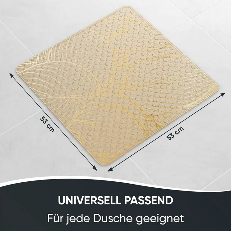 Sanilo Duschmatte, mit Motiv, rutschfest, waschbar, quadratisch, 230 extra starke Saugnäpfe, Kunststoff PVC, 53 x 53 cm, Hosta – Bild 3