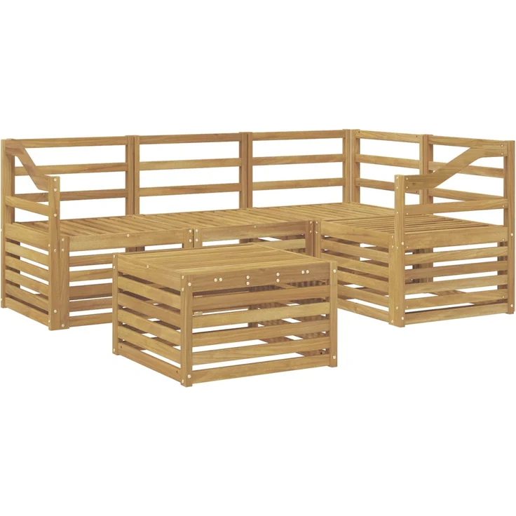 vidaXL Outdoor-Sofagarnitur 5 stk. Weiß Massivholz Akazie 3391809 – Bild 2