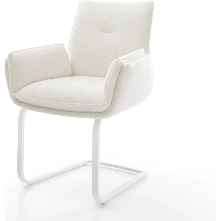 Freischwinger Nela-Flex Bouclé Soft Beige Freischwinger flach Weiß – Bild 1