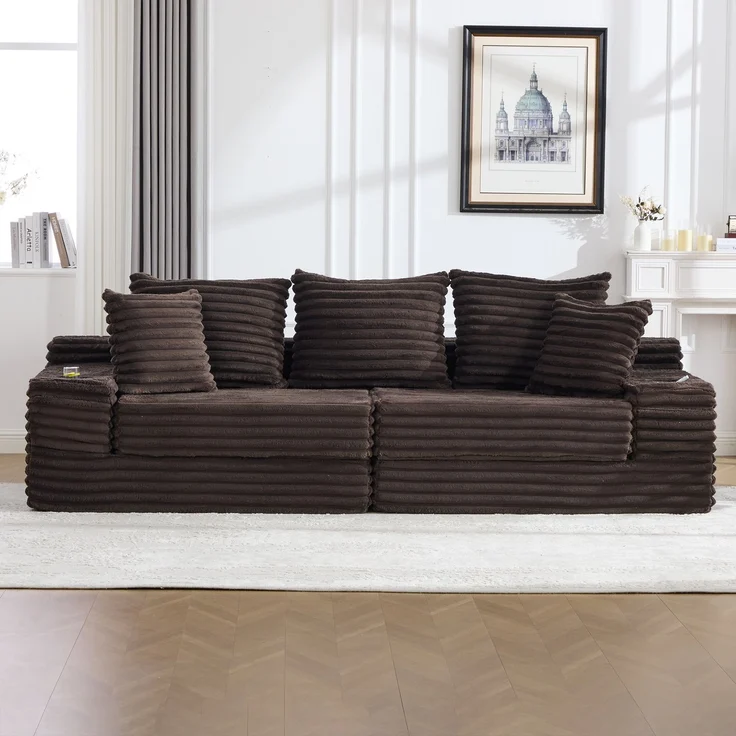 ZUBALIYA Schlafsofa 98x87 cm, mit Stauraum, mit Treppe, mit Leiter, mit Cordbezug, mit Schaumstoffpolsterung, Rot – Bild 13