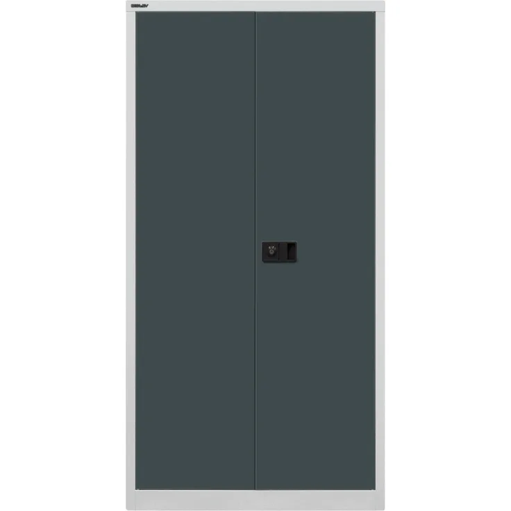 Bisley 'Universal' Flügeltürenschrank, Anthrazit / Lichtgrau, 180,6 x 40 x 91,4 cm, 3 Fachböden