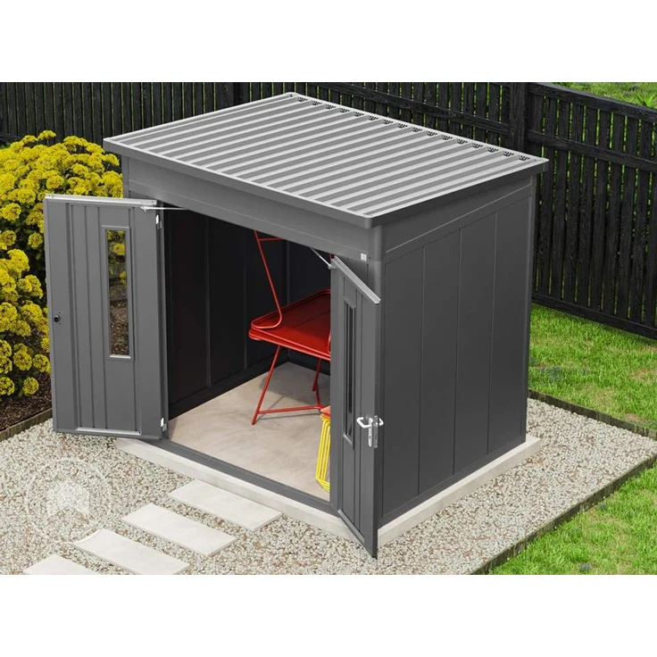 GFP PrimeyardGerätehaus Metall Gartenhaus 228x180x231 cm Geräteschuppen Pultdach anthrazit – Bild 3