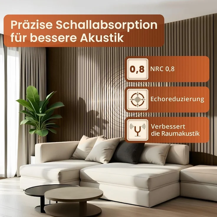 Akustik-Wandpaneel 12er Set Vang 120x60 cm Walnussoptik, hell [NEU. HOLZ] – Bild 4