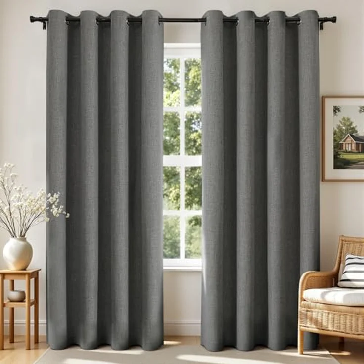Joydeco Verdunkelungsvorhänge, 213 cm lang, 2 Paneele, Burgrot, Raumverdunkelungsvorhänge für Schlafzimmer, 100% verdunkelnde, strukturierte Thermovorhänge, Sichtschutz, 2 Paneele Set (B 132 x L 213 – Bild 1