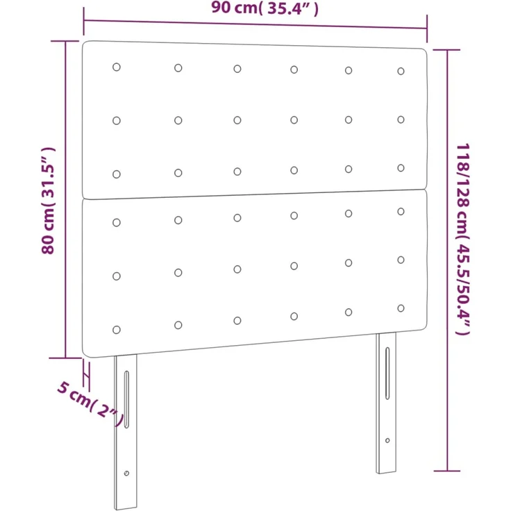 vidaXL LED Kopfteil Grau 90 x 5 x 118/128 cm Kunstleder 3122506 – Bild 6