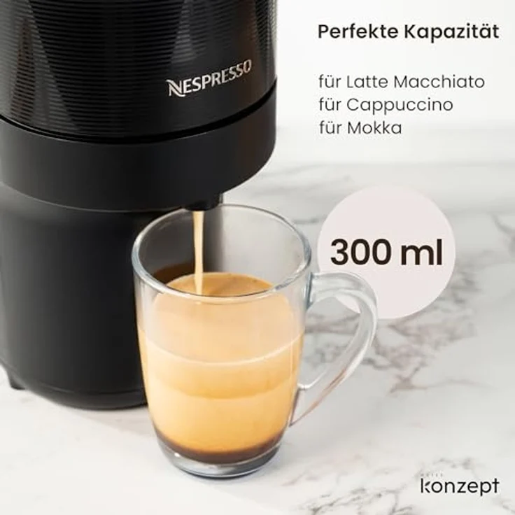 KONZEPT Espressoglas Set 6er – 300 ml Kaffeegläser Praktische Tassen für Kaffee und Tee, 6-tlg, Spülmaschinengeeignet, die zu allen gängigen Kaffeema – Bild 4