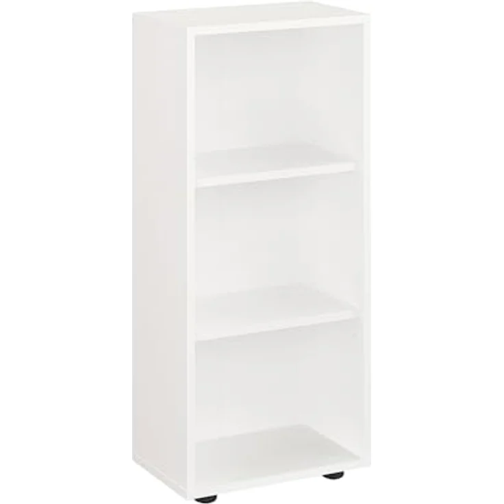 KOMTO Bücherregal Lumo 40 cm Weiß Regal mit 3, 4 or 6 Ebenen und Höhenverstellbare, Regale Standregal Aufbewahrungsregal Bookshelf – Bild 2