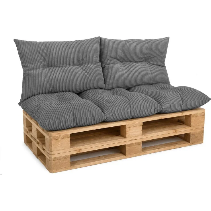 Amilian Palettenkissen Palettenauflagen Set 3-tlg, 120x80 cm + 2x 40x60 cm, für Palettenmöbel, Balkon, Terrasse und Wohnbereich