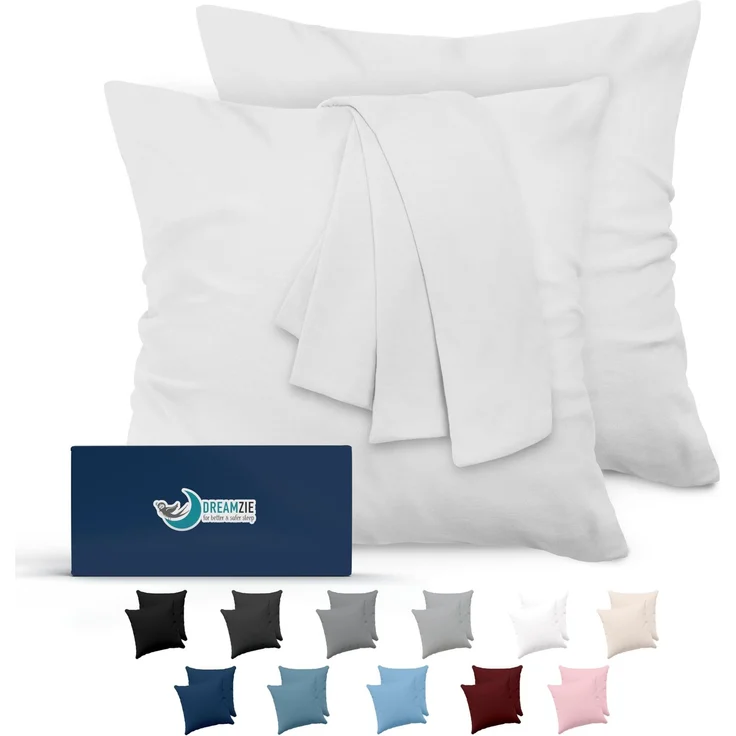 Dreamzie Kissenbezug 80x80 Weiß 2er Set Mikrofaser Oeko-TEX Zertifiziert Kopfkissenbezug 80x80 Weich