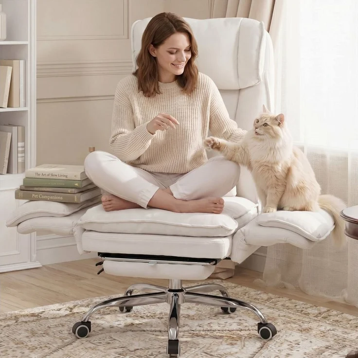 UEV Bürostuhl ergonomisch mit klappbarer Fußstütze Mesh bis 226kg, neigbar bis 150° (Packung), Hochklappbare Armlehnen/Integrierte Fußstütze/leichtgängiges Rad – Bild 2