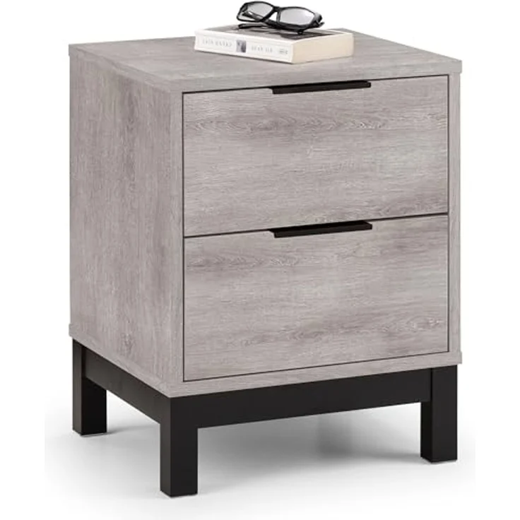 Julian Bowen Bali Nachttisch mit 2 Schubladen, Eiche grau, Holzwerkstoff, 57,5 x 45 x 40 cm – Bild 3
