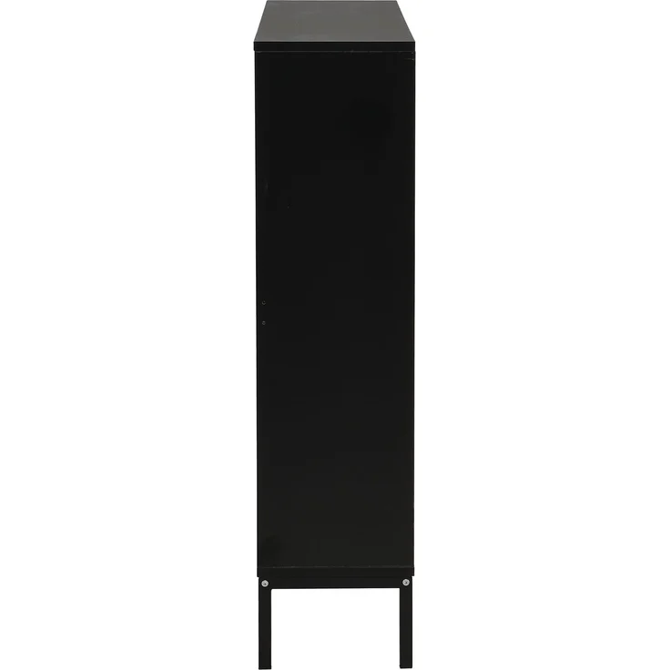 ZUBALIYA Schuhschrank (100 x 25 x 100 cm), 3 Klappfächer, Offener Stauraum, Stauraum für Flur und Eingangsbereich, Schwarz / Naturfarben – Bild 16