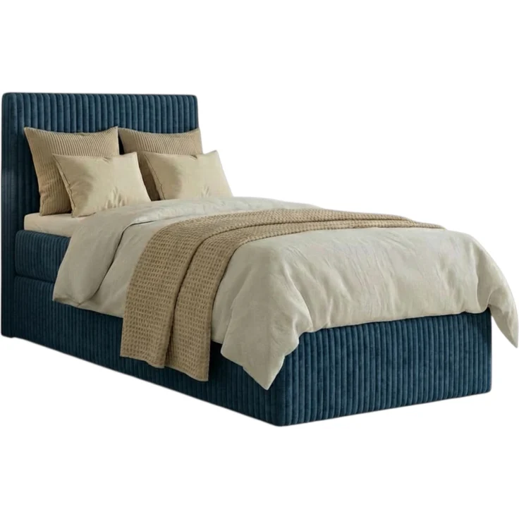 Boxspringbett RALF 180 x 200 cm mit Bettkasten, Topper und gepolstertem Kopfteil. Farbe: Braun, Härtegraden: H2 , Topper: T25-Topper – Bild 2