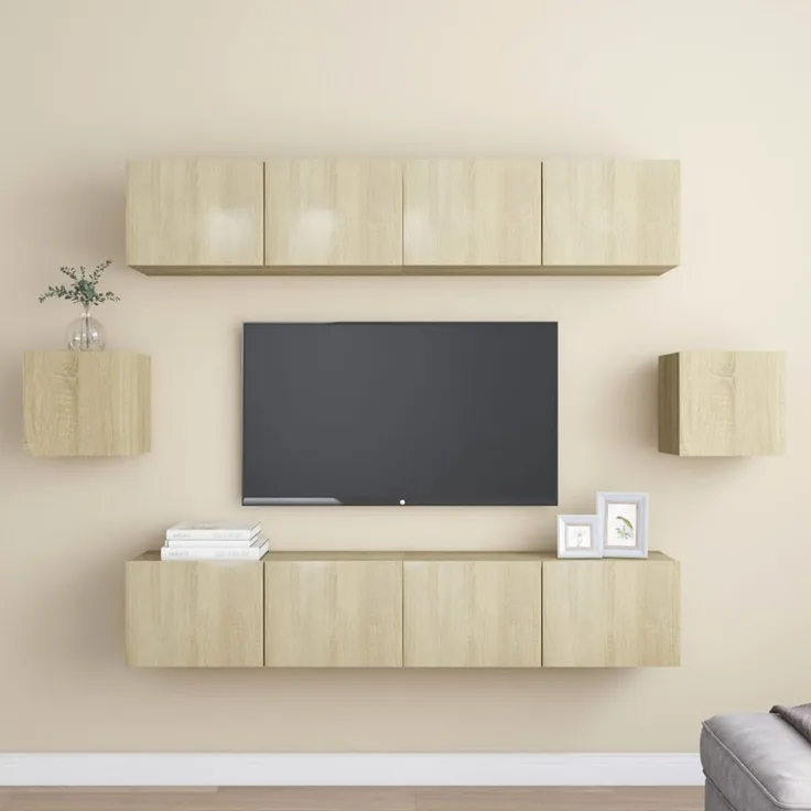 vidaXL 6-tlg. TV-Schrank-Set Sonoma-Eiche Spanplatte [3078998]