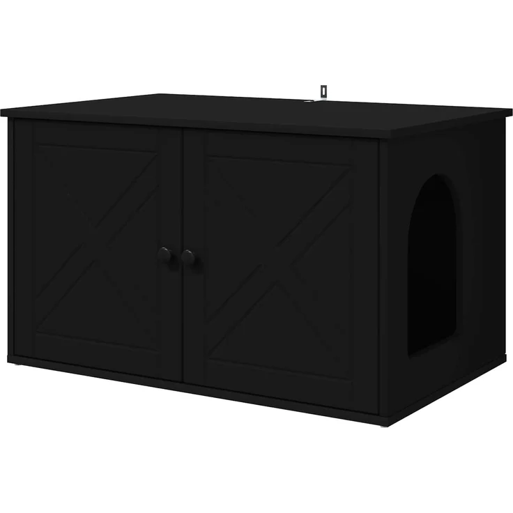vidaXL Katzenhaus Schwarz 85 x 55 x 50,5 cm Holzwerkstoff 8000726 – Bild 2
