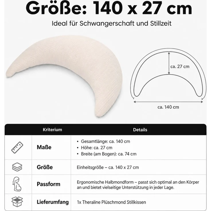 Kinderhaus Blaubaer Stillkissen Musselinmond Stillkissen 140 x 27 cm TOP – Bild 5