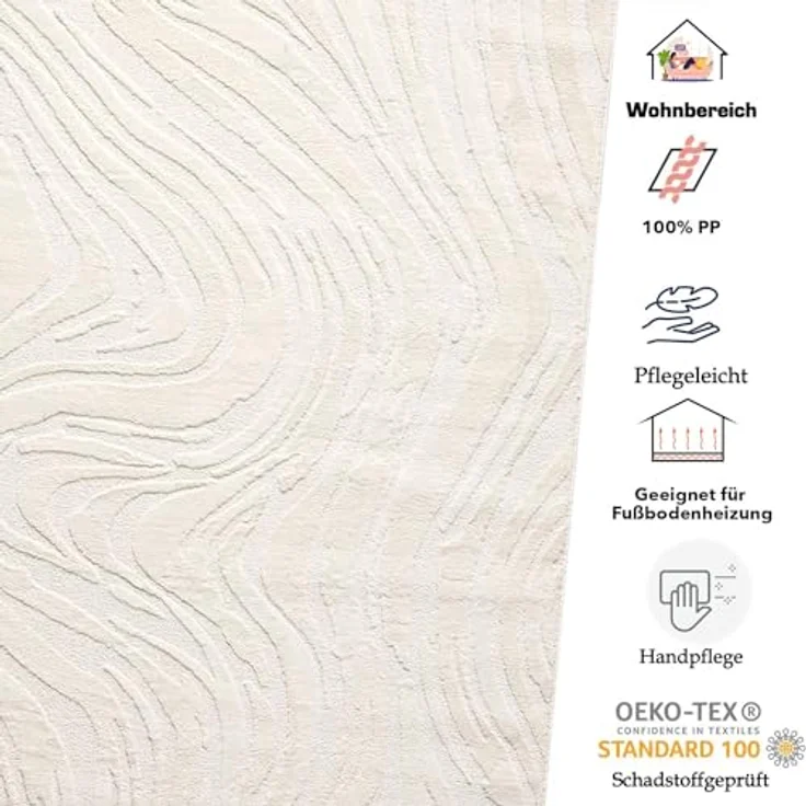 Vimoda Frisé-Teppich Wohnzimmerteppich modern, Rechteckig, Höhe: 11 mm, Einfarbig, Wellenmuster, Läufer, Kurzflor, neues Design, ED Effekt – Bild 10