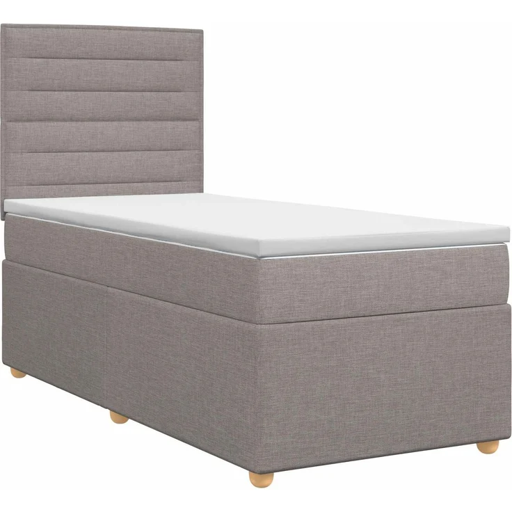 vidaXL Boxspringbett mit Matratze mit Kopfteil Taupe 90 x 200 cm Stoff 3453792 – Bild 2