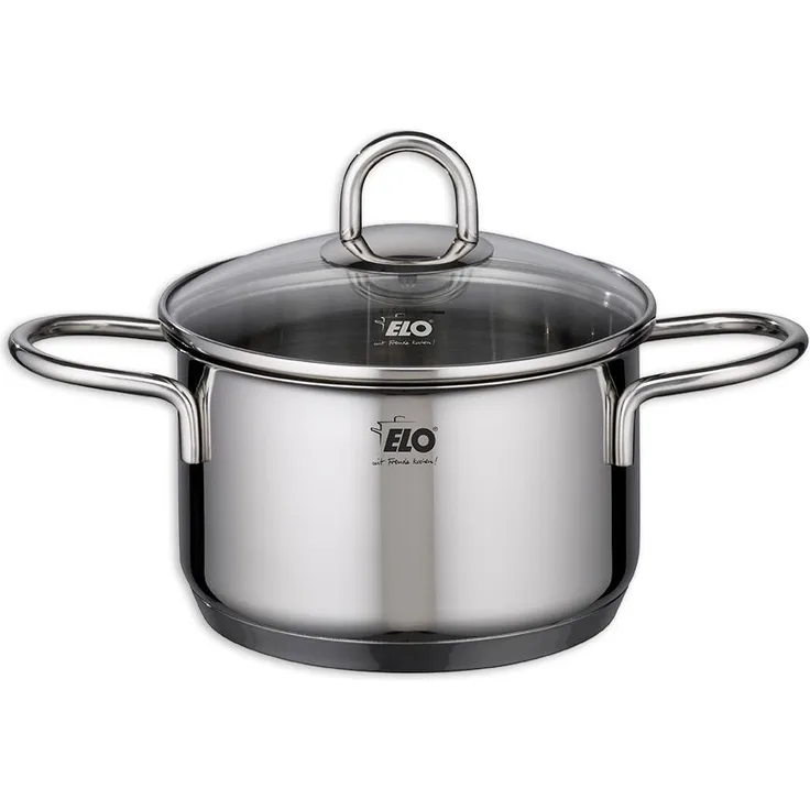 ELO 1 Liter Fleischtopf ACHAT aus Edelstahl mit Glasdeckel / Kochtopf