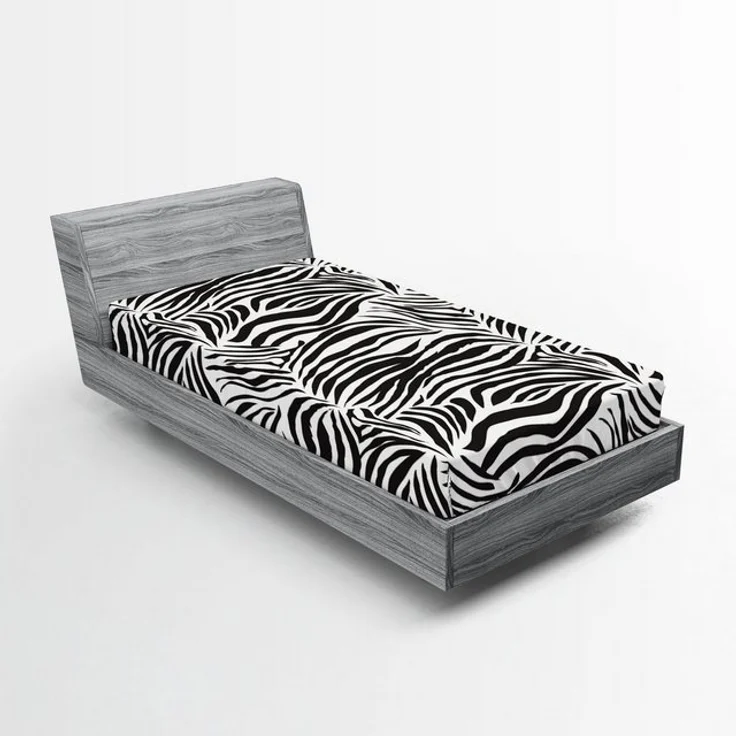 Abakuhaus Spannbettlaken Soft Dekorativer Stoff Bettwäsche Rund-um Elastischer Gummizug, Schwarz-Weiss Wilde Zebra-Linien – Bild 4