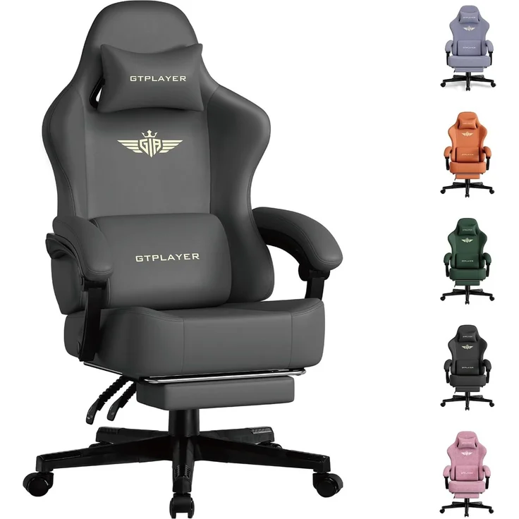 GTPLAYER Gaming-Stuhl Atmungsaktiver Bürostuhl, ergonomisch Hochwertiger - Stoff/Kunstleder, 160° Verstellbare Rückenlehne und ausziehbare Fußstütze – Bild 1
