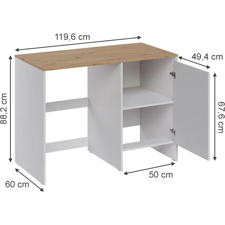 Waschmaschinenschrank Viktor Weiß/Artisan-Eiche 119.6 x 88.2 cm mit 1 Tür Vicco – Bild 2