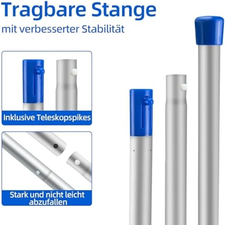 Jsdoin Pool Kescher, 161cm lang-Teichkescher mit Teleskopstange,14,5cm Tief Kescher Feinmaschig - Für Teich, Algen & Bestway Pool,Spa, Teiche, Whirlpools – Bild 4