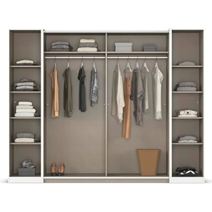 rauch Kleiderschrank, Dreh- und Schwebetürenschrank KRONACH, 4-türig, 2 Spiegeltüren teilaufgelegt, Alpinweiß, 268 x 210 x 59 cm – Bild 7